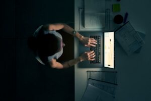 business owner planning her website