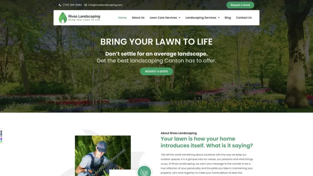 a sample of one of our latest landscaping websites in Cherokee CountyGA
